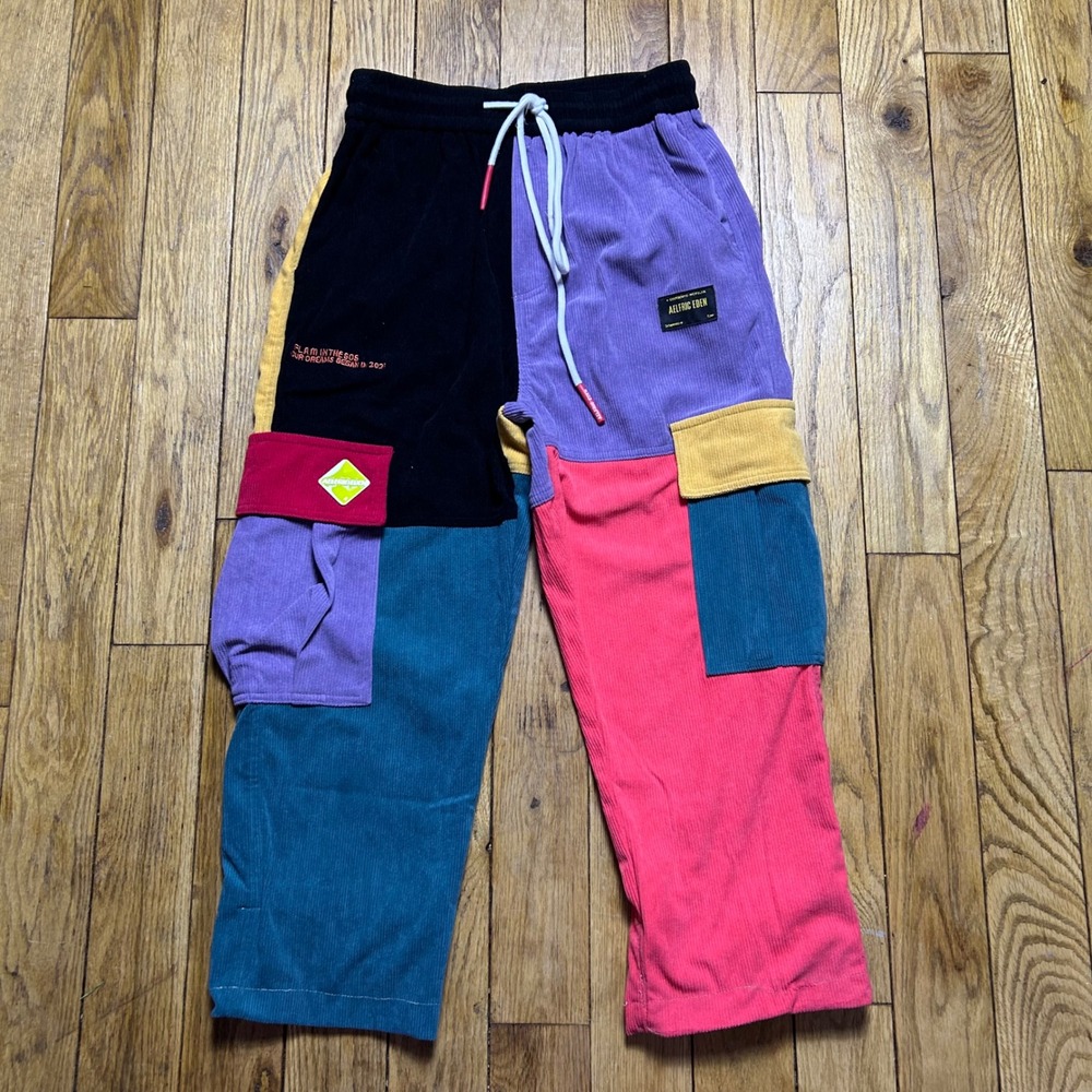 Aelfric Eden Colorblock Corduroy Cargo Pants Multi Patchwork Streetwear XS